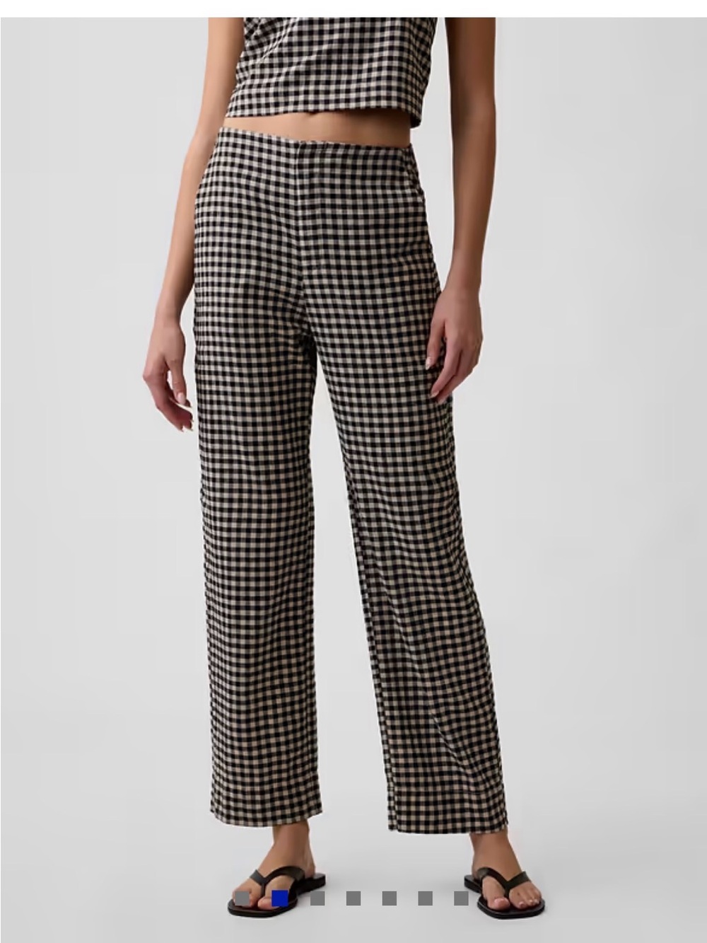 GAP Black & Cream Gingham Straight-Leg Pants